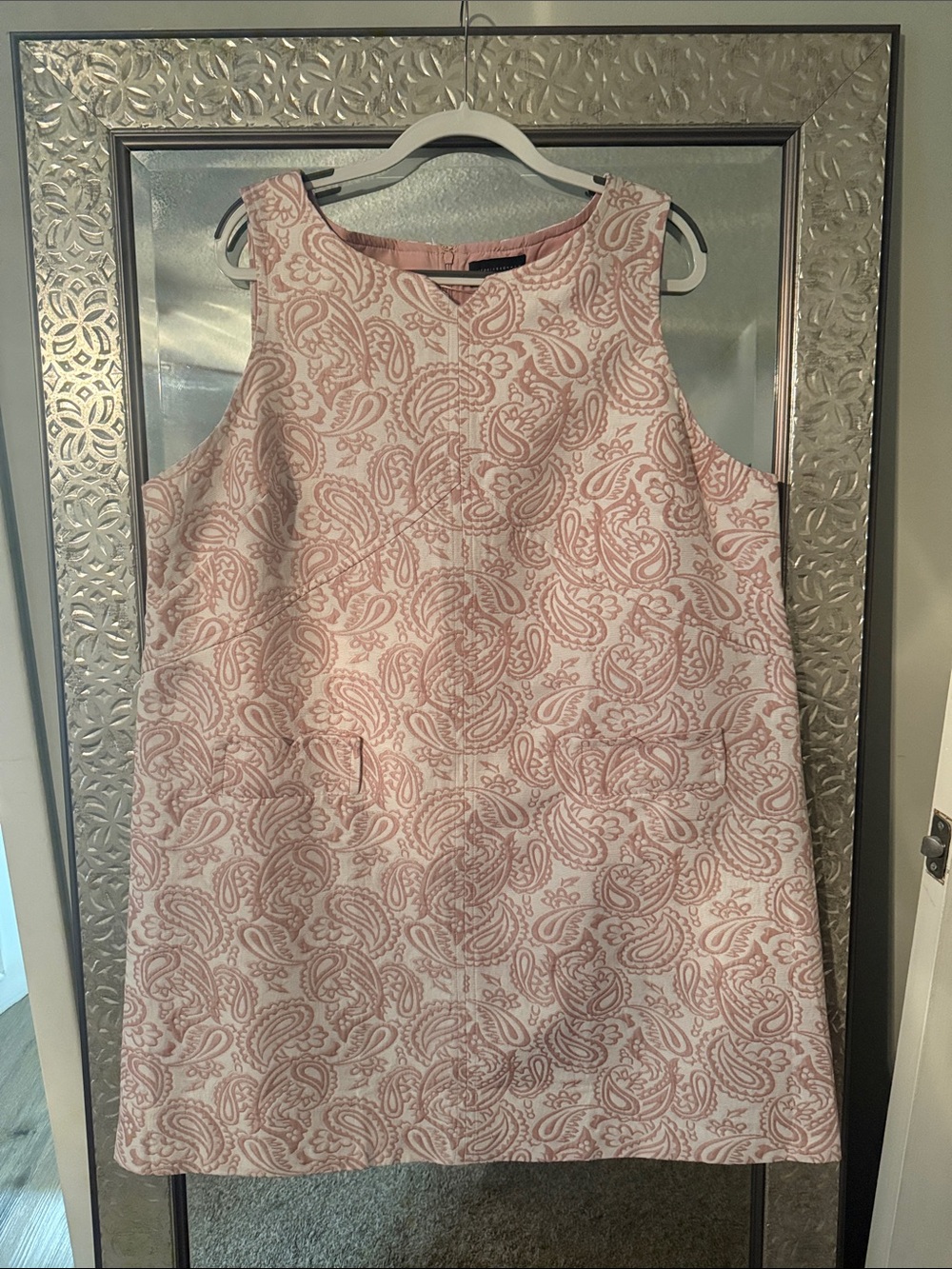Victoria Beckham Dusty Pink Paisley Sleeveless Mini Shift Dress